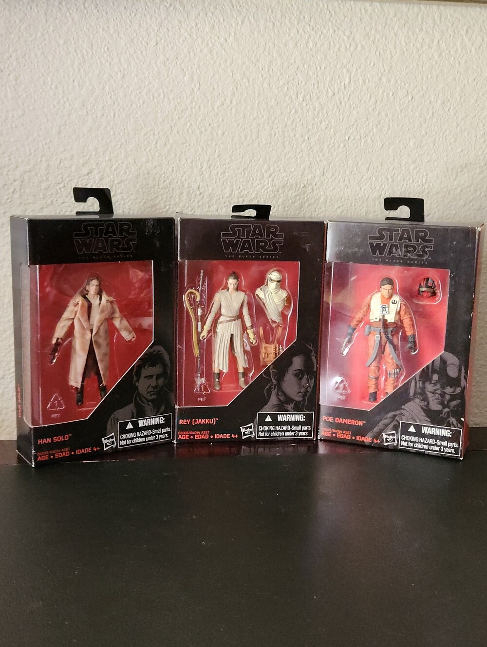 Star Wars The Black Series Han Solo, Rey, Poe Dameron Action Figures Set